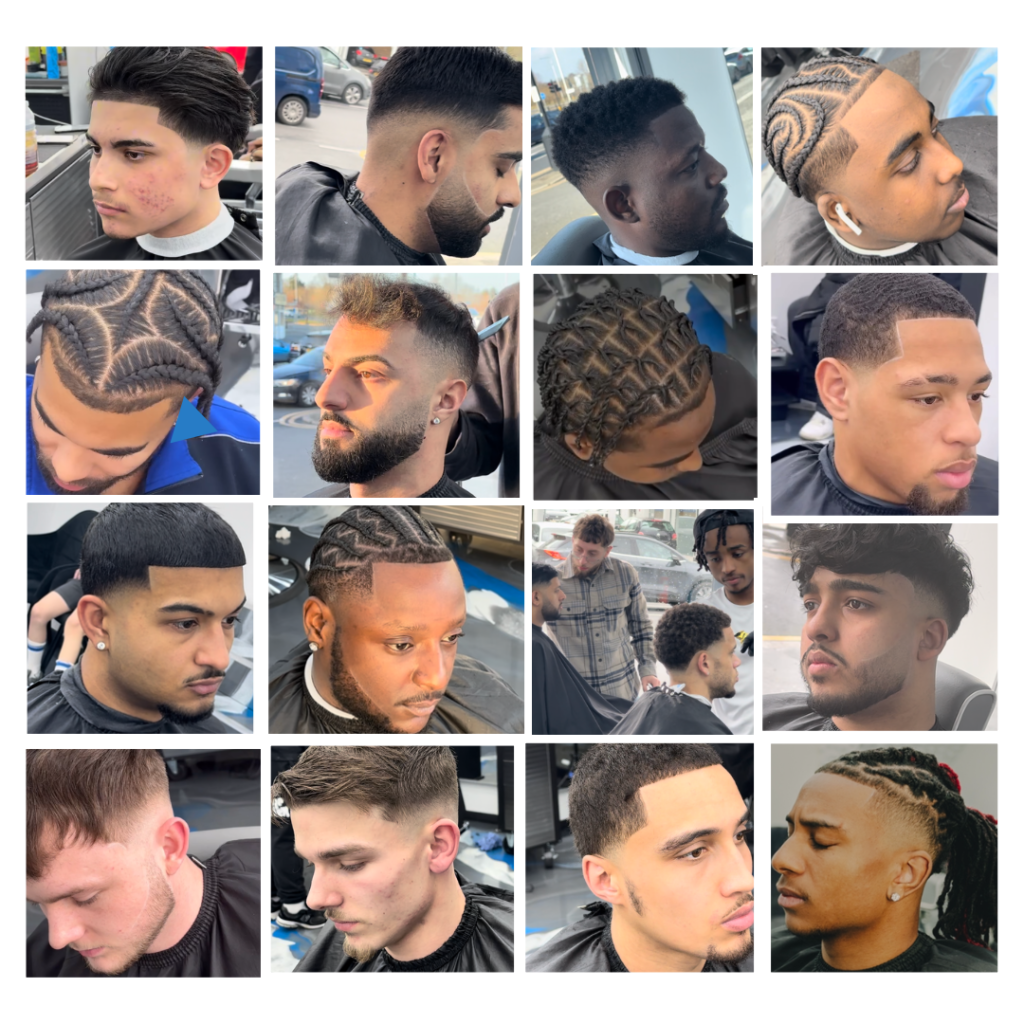 Different pictures of haircuts done by the FlyLab team.